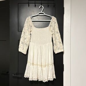 🎉 Rebellion White Smocked Flowy Lacey Tiered Dress